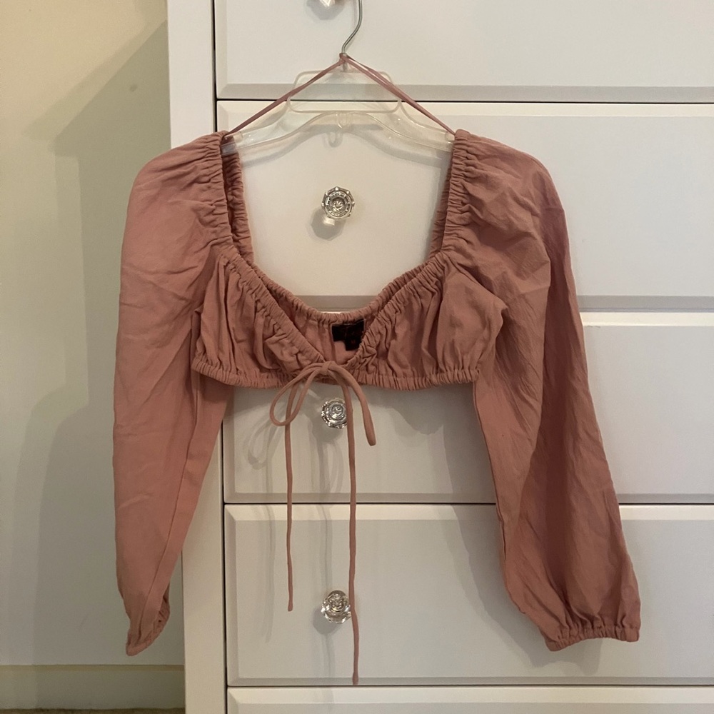 Dusty Rose Tie Front Top